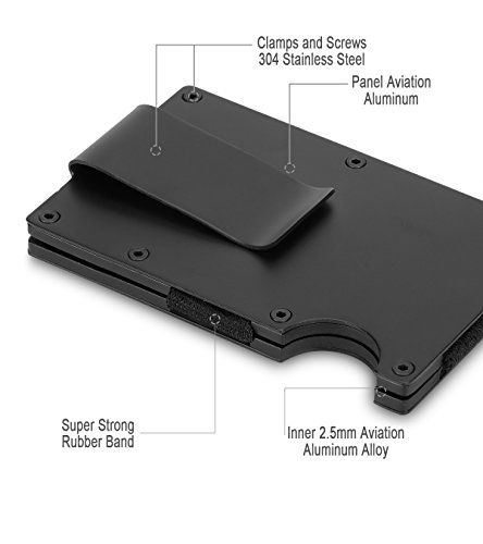 Metal Wallet Credit Card Holder with RFID blocking, Aluminum Money Clip Wallet (Black) - Thumbnail 2