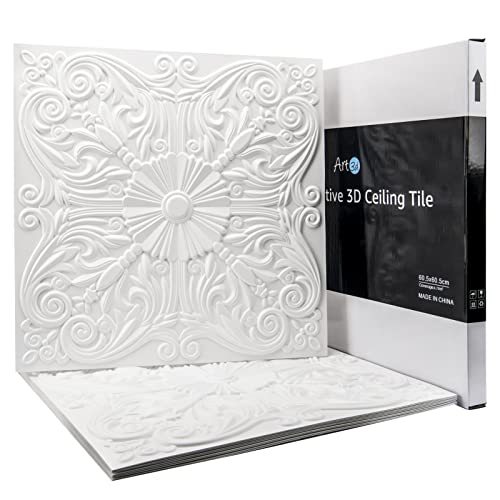 Art3d Decorative Ceiling Tile 2x2 Glue up, Lay in Ceiling Tile 24x24