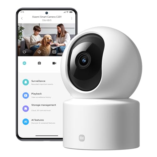 C201 Telecamera WiFi Interno 1080P, Videocamera Sorveglianza, Telecamera Wi-Fi 6, Rilevamento di Persone e Animali Domestici, Colori in scarsa luce notturna, Visione a 360°, Audio Bidirezionale