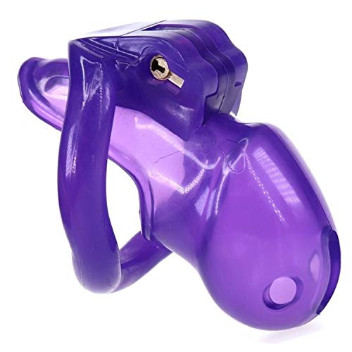 Bondage Masters Nano Chastity Device, Micro Cage with 4 Size Back Rings Included, Purple