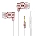 Jies Wired Earphones in Ear Headphones Noise Cancelling Earbuds Bass Stereo Headsets with Microphone & Volume Control & Remote for iPhone Android iPod iPad Mp3 Tablet Laptop (Gold)
