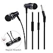 Earphones, VEGO Magnet Attraction Metal In-Ear Wired Stereo Earbuds Headphones Headsets with Mic Microphone for iPhone 6s/6, 6s Plus/6 Plus, 5/5S, iPod MP3 Player Samsung and other Smartphone - Black