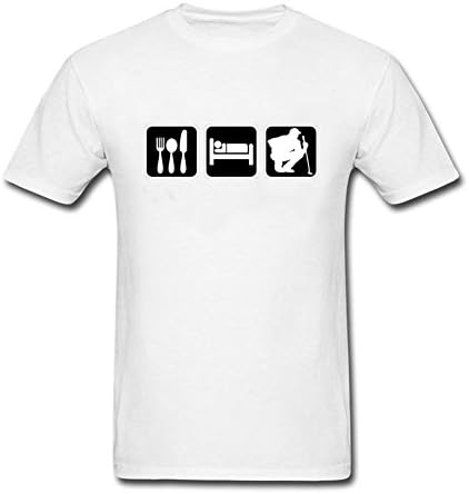 LANKIYA Shirts Men's Eat Sleep Golf Funny Cool Custom T Shrits White S