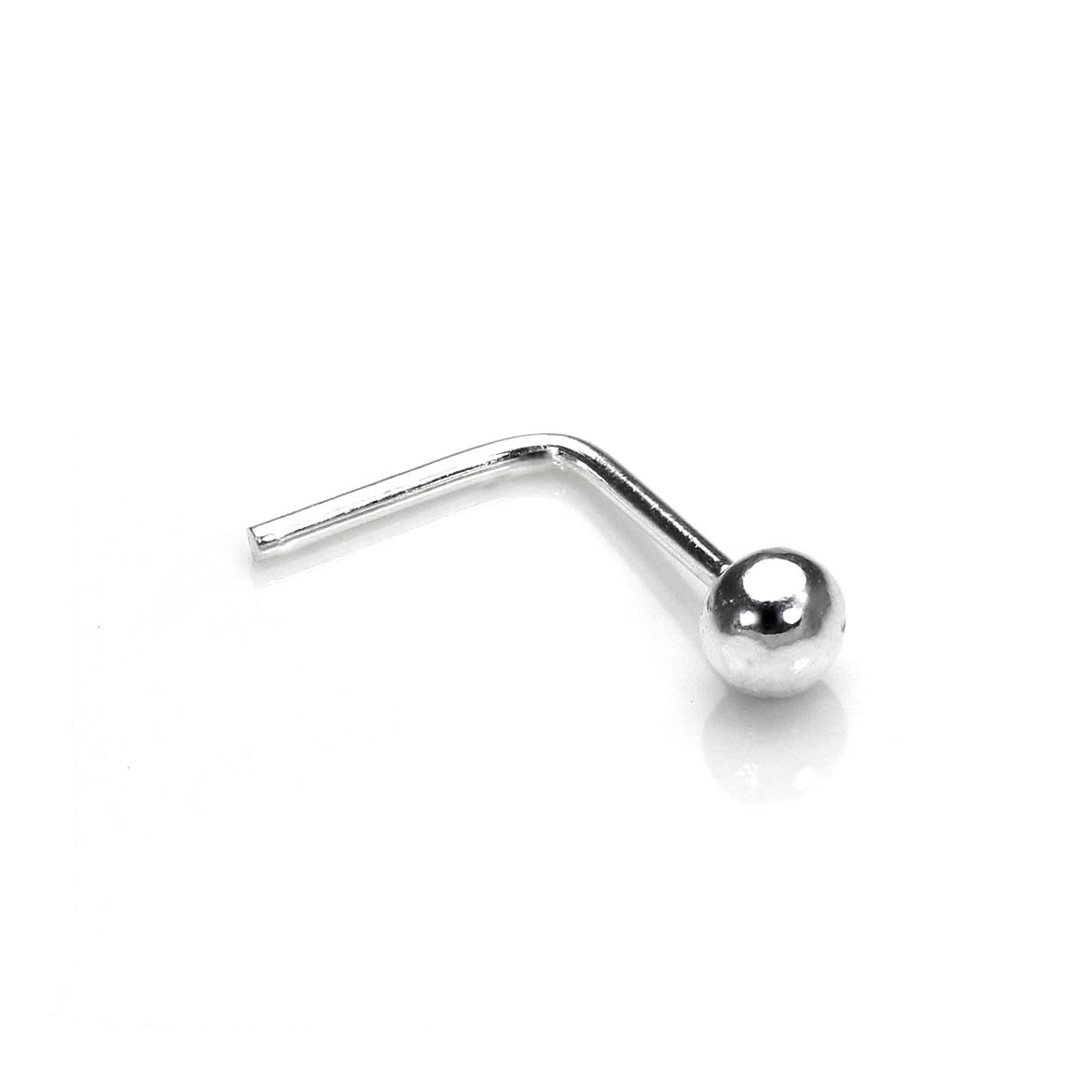 jewellerybox Sterling Silver Ball End L-Shaped Nose Stud/Studs