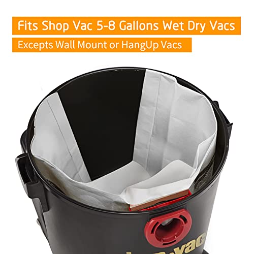 FUNTECK 5 Pack Dust Collection Bags for 5-8 Gallon Shop Vac, Replacing Model Type E, Part#9066100(general purpose)