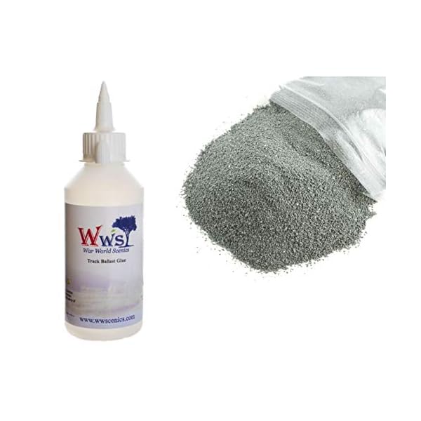 War World Scenics 500g Extra Feiner Dunkelgrauer Schotter & 250ml Gleisschotter-Kleber Modellbahn Set