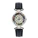 Glass Of Venice Murano Glass Millefiori Watch with Leather Band - Black Multicolor