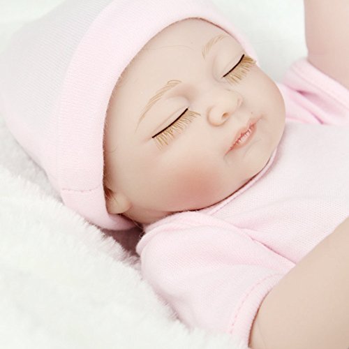 Joykit Reborn Doll, 11 inch Mini Doll Reborn Full Silicone Reborn Baby Doll Girls Toys Lifelike Doll Pink Christmas Gift for Children