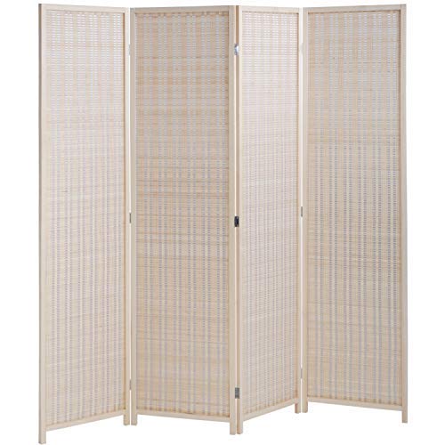 Buy FDW Bamboo Room Divider Folding Privacy Wooden Screen 4 Panel 72
