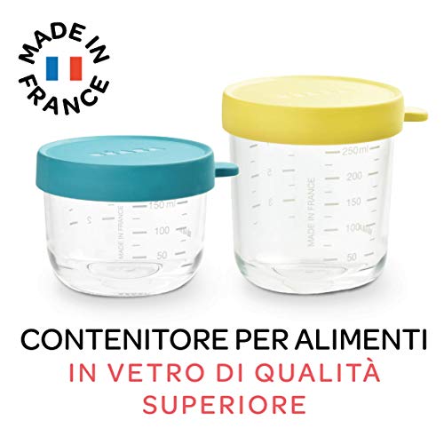 Beaba Glass And Silicone Baby Food Containers With Airtight Lid Set Of 2 5 Oz And 8 Oz Jars Peacock Pricepulse