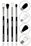 LAMORA Pro Blending Brush Set - Smoky Eye Shadow Contour Kit - 4 Essential Shapes - Best Choice Crease, All Over Shader, Tapered, Soft Blender - For Shading or Blending of Eyeshadow Cream Powder Highlighter