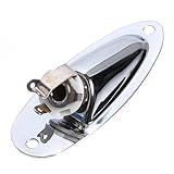 Kmise A0073 1 Piece Loaded Jack Socket Plate & Screws for Fender Strat Replacement, Sliver