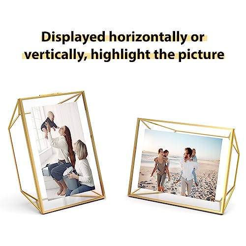 MEBRUDY 5x7 Gold Picture Frame, Floating Frame for 5x7 or 4x6 Photos