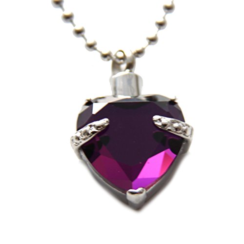 Purple Heart Cremation Urn Necklace Jewelry Memorial Keepsake Pendant Ash Holder