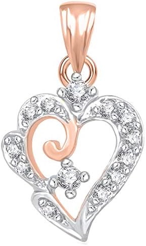 925 Sterling Silver Pendent Valentine Heart Shape Rose Gold Finished in CZ Pendant Locket for Women, Girls & Baby Girls