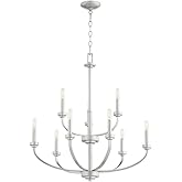 Quorum 6160-9-64 Reyes - 9 Light Chandelier-30.5 Inches Tall and 31.25 Inches Wide, Finish Color: Classic Nickel, Installatio