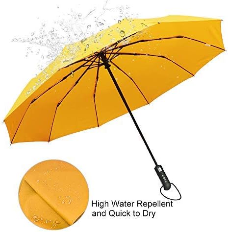 ZOMAKE Compact Umbrella Windproof Strong,Travel Small Umbrella Portable Foldable Brolly Automatic Folding for Women Men,46IN (Yellow) - Image 4