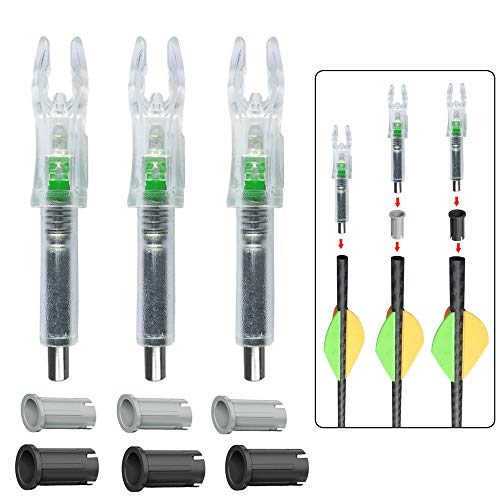 3PCSLighted Archery Nocks for Arrows with 4.2mm/.165 Inside Diameter