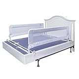Toddler Bed Rail Guard for Convertible Crib, Kids Twin, Double, Full Size Queen & King (White-XL-2 pack)