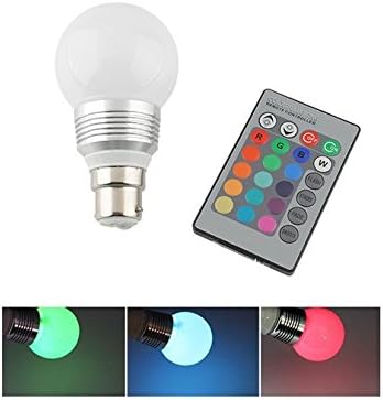 B22 RGB 5W AC 85-265V Color Changing Dimmable LED Bayonet Bulb Energy Saving Globe Lamp + IR Wireless Remote Controller
