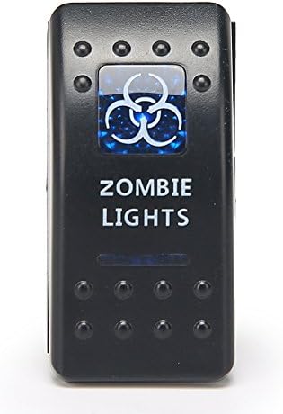SinoAuto Laser Zombie Lights Rocker Switch ON-OFF 5 Pin LED Lights w/ Jumper Wire Car Boat 20A 12V Blue