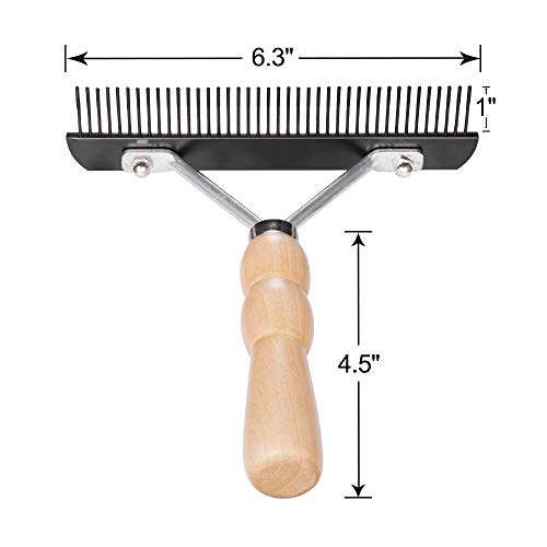 Ordermore Long Tooth Undercoat Dog Rake,AntiSlip Wood Handle Grooming