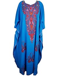 Mogul Womens Caftan Sexy Kaftan Floral Embellished Hostess Maxi Dress Resort Wear