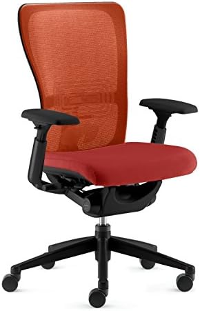 Zody Task Chair by Haworth: Basic Model - Fwd Tilt - Highly Adj 4D Arms - Standard Carpet Casters - Black Base/Black Trim/Gusto Mesh Back/Geranium Tellure Fabric