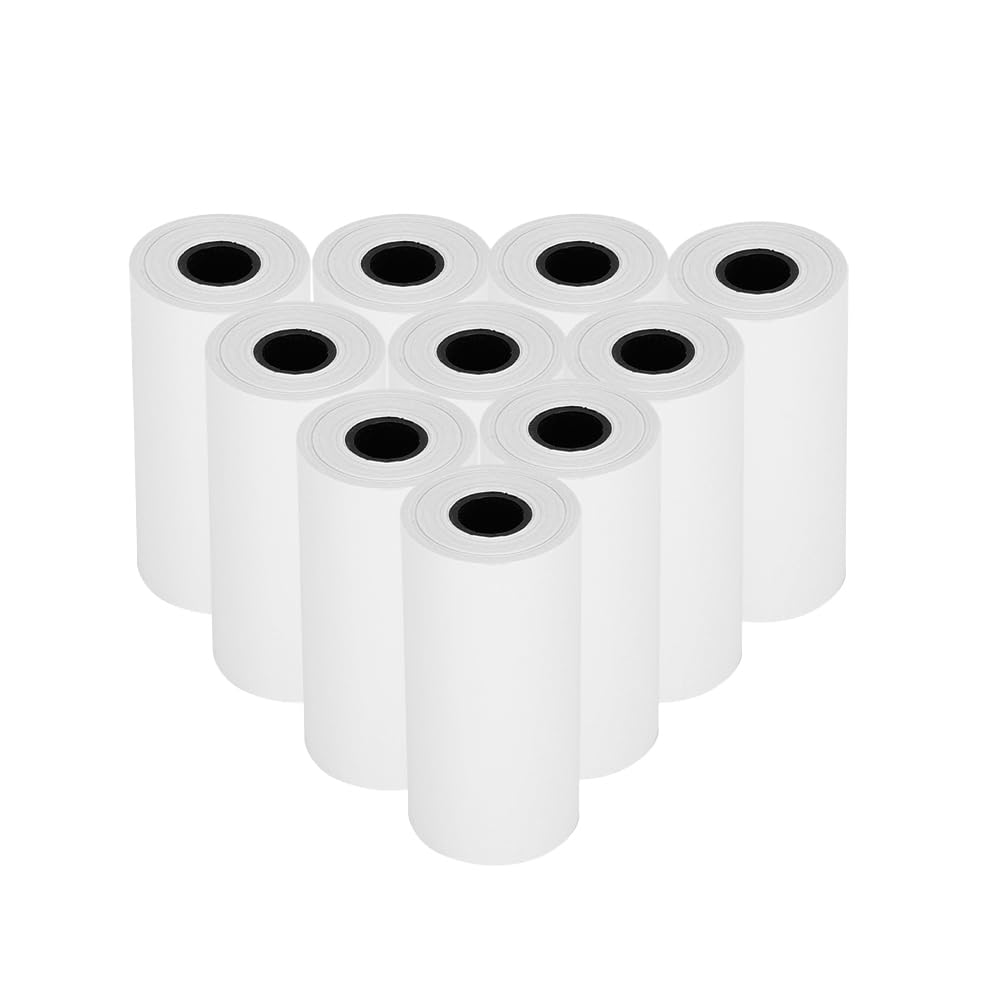 Tiiyee 10 Rolls Thermal Printing Paper, Portable Thermal Printers Label Receipt Printer Adhesive Sticker White Photo Paper A4 for Pocket Camera Instant Photo School Supplies Crafts Student Home Tools