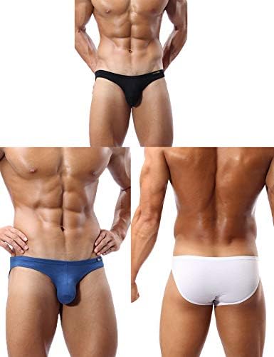 Men's Bulge Pouch Low Rise Cotton Bikinis Briefs Underwear Soft Breathable Underpant