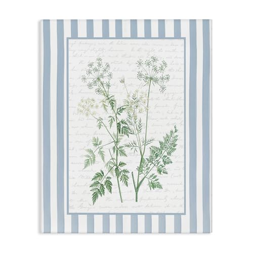 Stupell Industries Wild Herbs on Blue Stripes Canvas Wall Art design by Lettere…