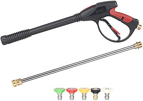 WildCard India Pressure Washer Gun 4000 PSI Spray Gun with 18″ Extension Wand + 4 Quick Connect Nozzles and 1 Soap Nozzle for Car Pressure Power Washers WildCard India Pressure Washer Gun 4000 PSI Spray Gun with 18″ Extension Wand + 4 Quick Connect Nozzles and 1 Soap Nozzle for Car Pressure Power Washers