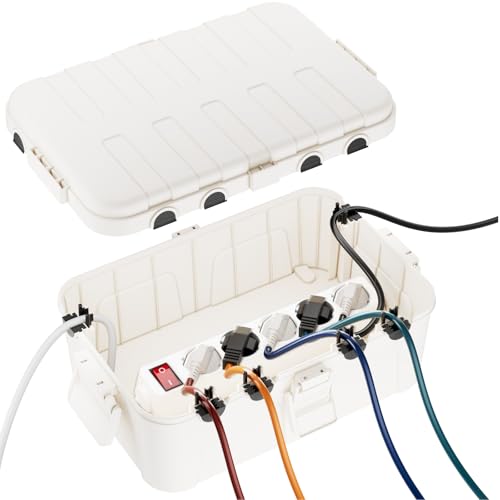 RESTMO Große Wasserdichte Kabelbox Outdoor, IP54 Verteilerdose Außen Wasserdicht, 32 x 22 x 13 cm Wasserdichte Box für Garten, Schutz von Verlängerung