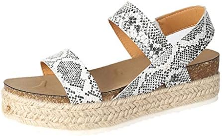 WENSY Women's Fashion Casual Platform Woven Bottom Sandals Open Toe Sandals Platform Beach Shoes Sandals