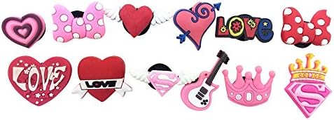 12 Heart-shaped Crown Bowknot Shoe Charms for Croc & Wristband Bracelet