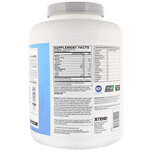 XTEND Pro Protein Powder Vanilla Ice Cream | 100% Whey Protein Isolate | Keto Friendly + 7g BCAAs with Natural Flavors | Gluten Free Low Fat Post Workout Drink | 5lbs