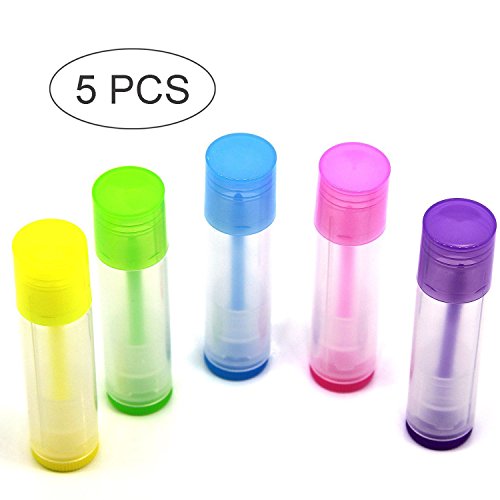 Coolrunner DIY Empty Colorful transparent lip balm lipstick cream tube bottle Mouth Lip Balm Stick Sample Cosmetic Container (5pcs)