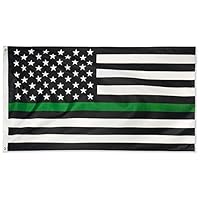DANF Thin Green Line USA Flag for Army Military Sheriffs Law Enforcement Federal Agents Border Patrol Park Rangers Game Wardens Wildlife Conservation Environment 3x5 FT OD Green Flag