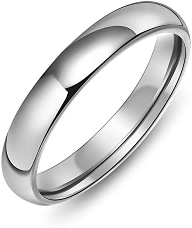 Sj Fashion 4mm Tungsten Unisex Plain Dome Polished Wedding Engagement Ring