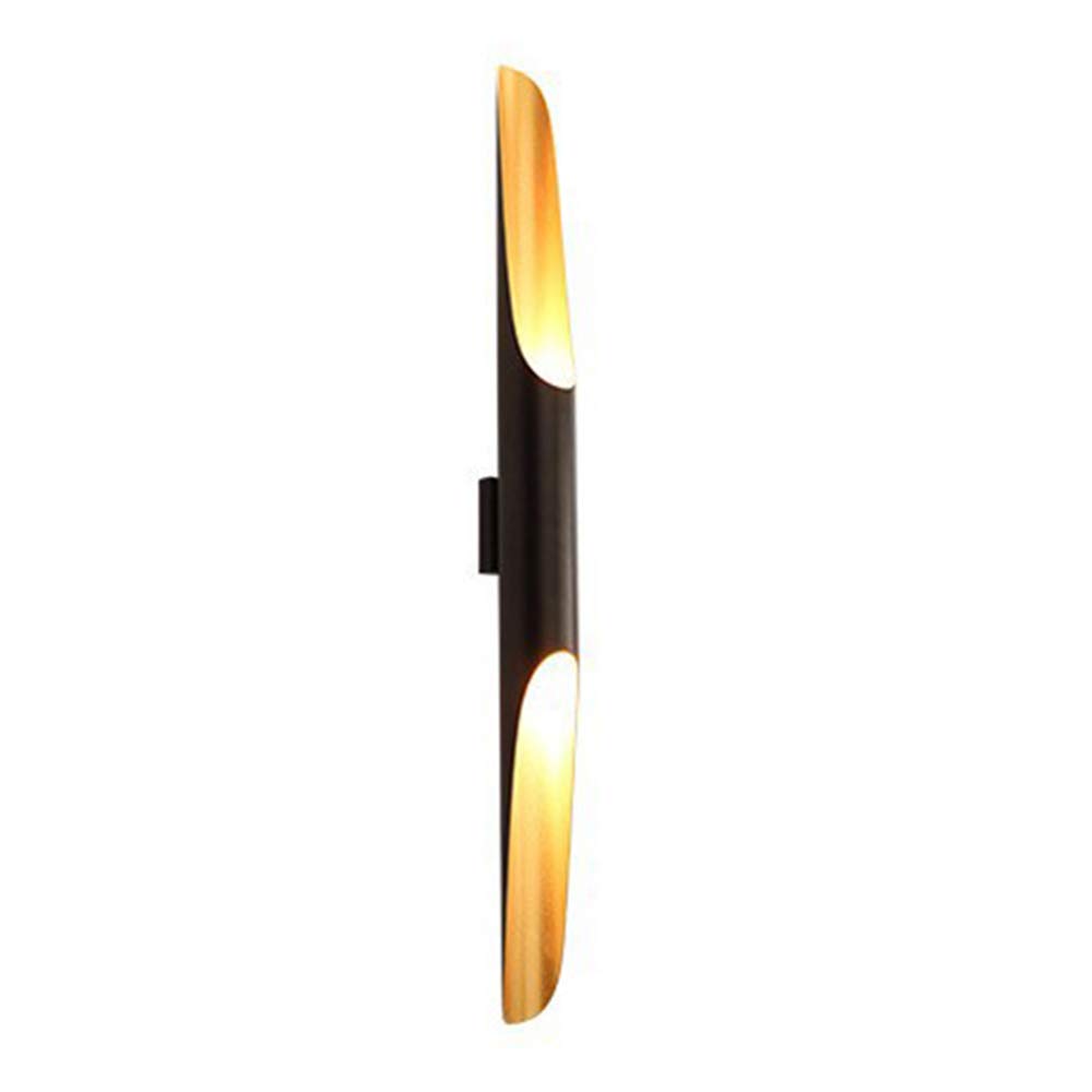 LFsem 60CM Postmodern Wall Sconce Light Black Gold Aluminum Wall Lamp for Bedroom Living Room Hotel Corridor E27 (Single-Tube)