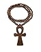Crescendo SJ INC New ANKH Cross Wood Pendant 6mm/36 Wood Bead Chain Hip Hop Necklace XJ217BR