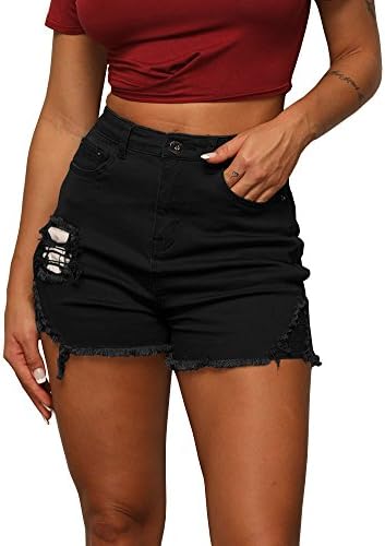 Uoohal Women's Distressed Ripped Denim Shorts Casual Cut Off Jeans Shorts