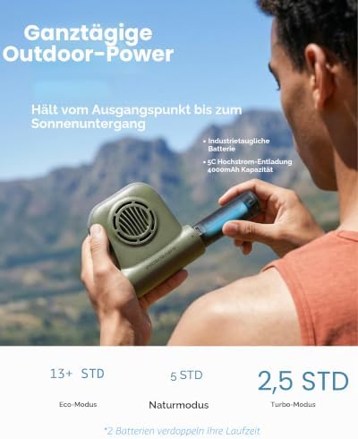 Freihändiger Clip-Ventilator, mit 4Ah Wechselakku, 49 ft/s