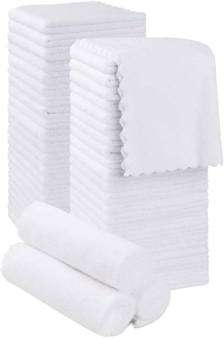 Orighty Ultra Soft Washcloths 48 Pack 12x12 Microfiber White Premium