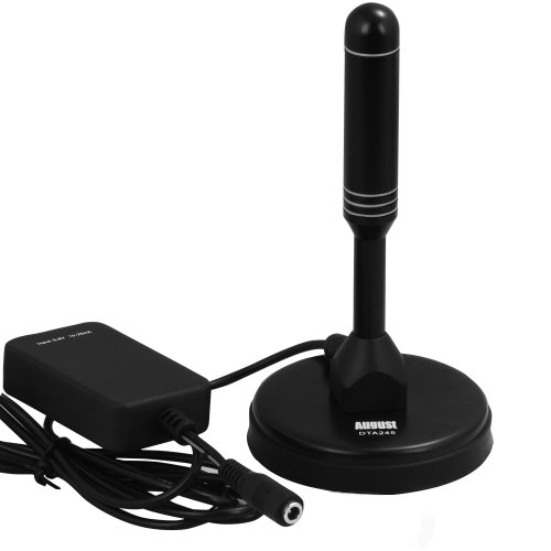 Amplified Digital TV Aerial Portable Indoor/Outdoor Digital Antenna with Signal Booster for USB TV Tuner/ATSC Television/DAB Radio - With Magnetic Base (DTA245)
