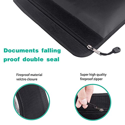 Fireproof Document Bags, Fire Water Resistant Money Bag Non-Itchy Silicone Coated Document Bag with Zipper Closure for Maximum Protection, Fireproof Safe Storage for Document, Cash, Passport, Jewelry