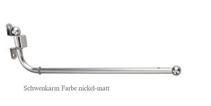 Schwenkbügel , Schwenkarm für die Gardinendekoration. Farbe nickel/matt , ausziehbar von 60 cm bis 110 cm