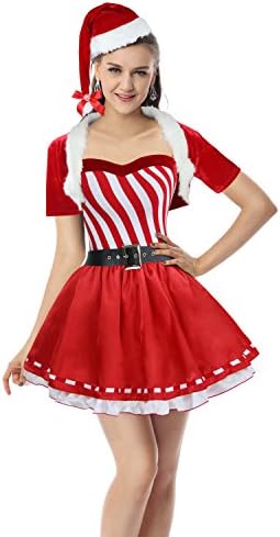 Luruiya Women's Candy Cane Cutie Christmas Costume Red one-size