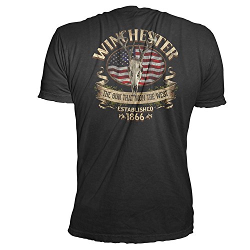 Winchester Official Men's Southern Rebel Skull Graphic Short Sleeve Cotton T-Shirt (4XL, Black)