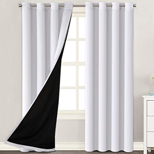 100 Blackout White Curtains 84 Inches Long (2 Layers) Full Light